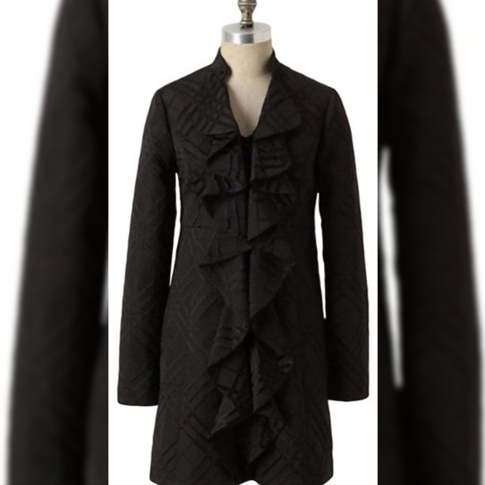 Anthropologie Tabitha Dusk Ruffles Trench Coat